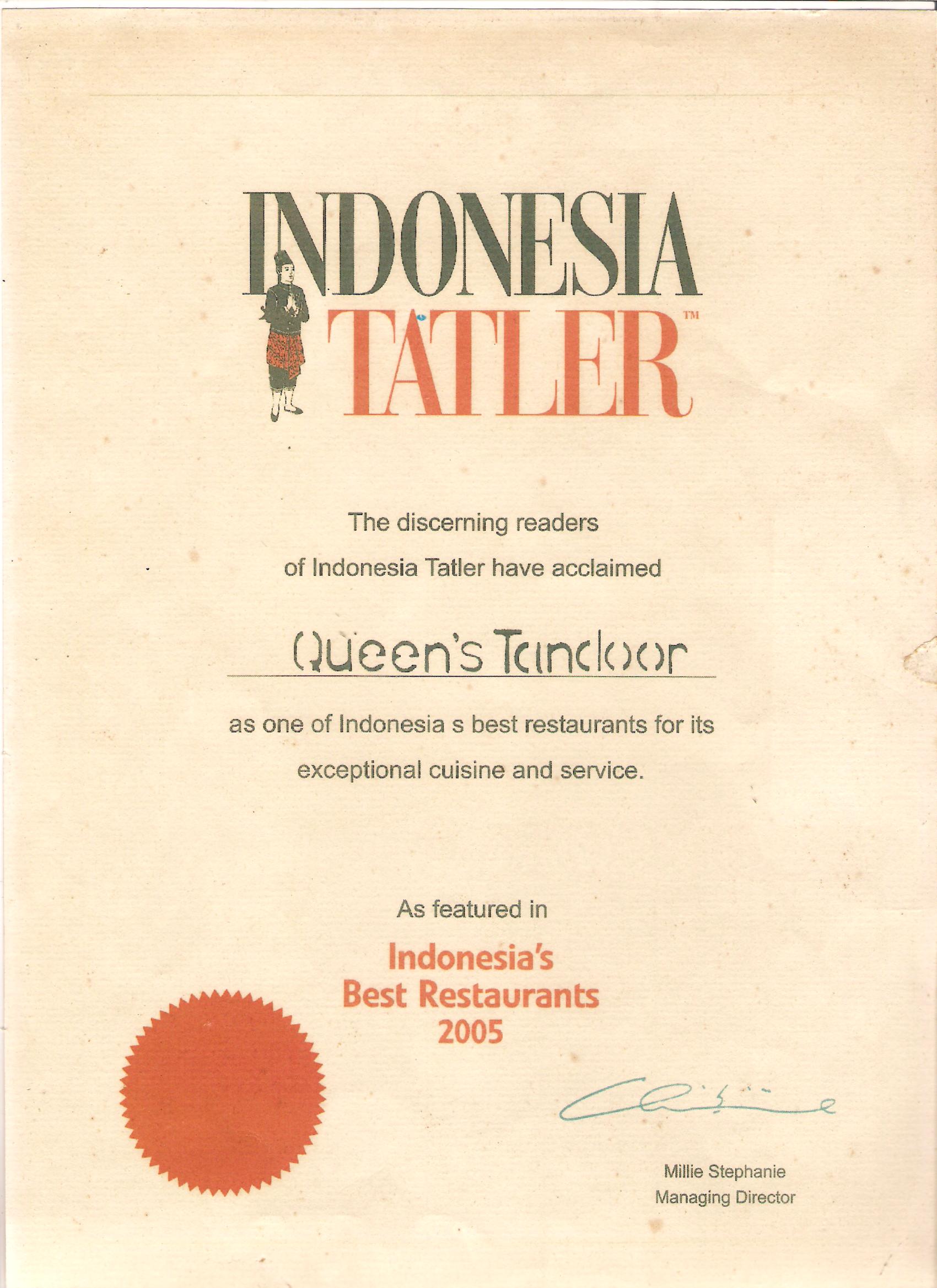 Indonesia Tatler 2005 - Indonesia Best Restaurant